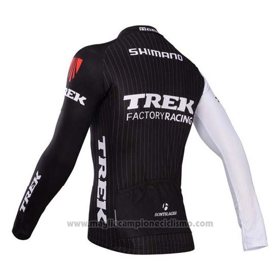 2014 Abbigliamento Ciclismo Trek Factory Racing Nero e Bianco Manica Lunga e Salopette